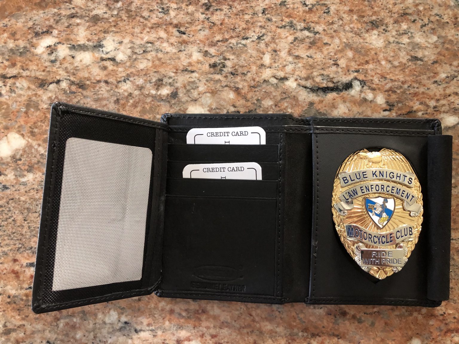 Badge Wallet Genuine Leather Bi-fold RFID Secure · Blueknightsales.com ...