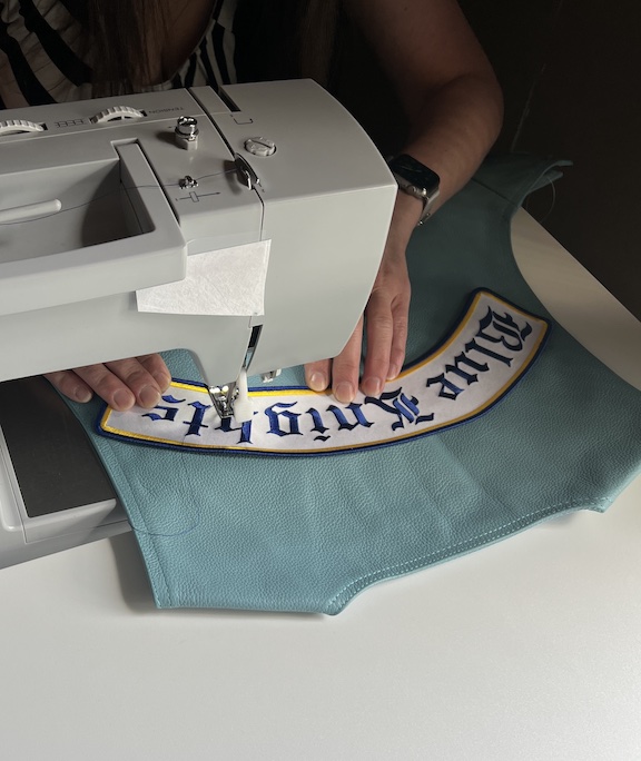 Tailor Service for Sewing Patches onto Leather Vest · Blue Knights® NY9