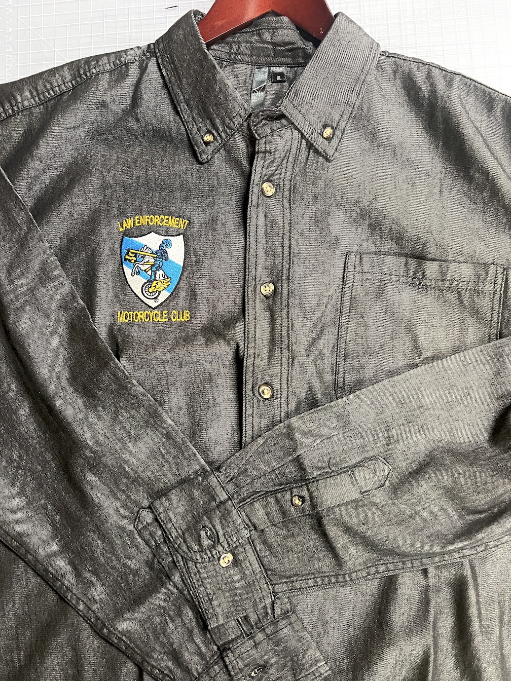 Denim Long Sleeve Shirt with Blue Knights® logo and Law Enforcement MC ...